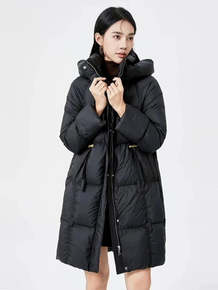 2024 New Winter Outerwears Women\'s Down Jacket Hooded Casual Loose Pocket Coats Down Windproof Thick Warm Snow Women\'s Parker