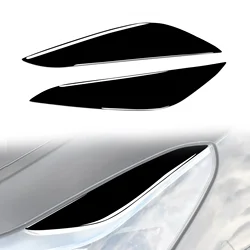 2 Pcs Gloss Piano Black Car Front Headlight Eyelid Eyebrow Cover Molding Trim For Tesla Model 3 Y 2017 2018 2019 2020 2021 2022