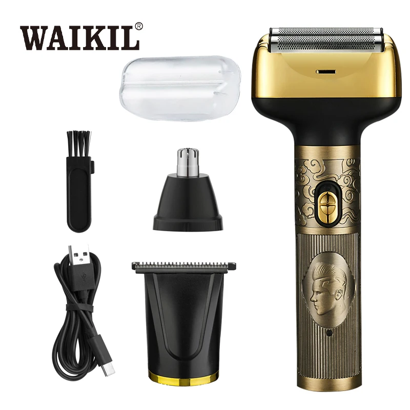 

WAIKIL Men's Electric Shaver Hair Trimmer Set 3-in-1 Electric Hair Clipper USB Charging barber Styling Tool Nose Hair Trimmer