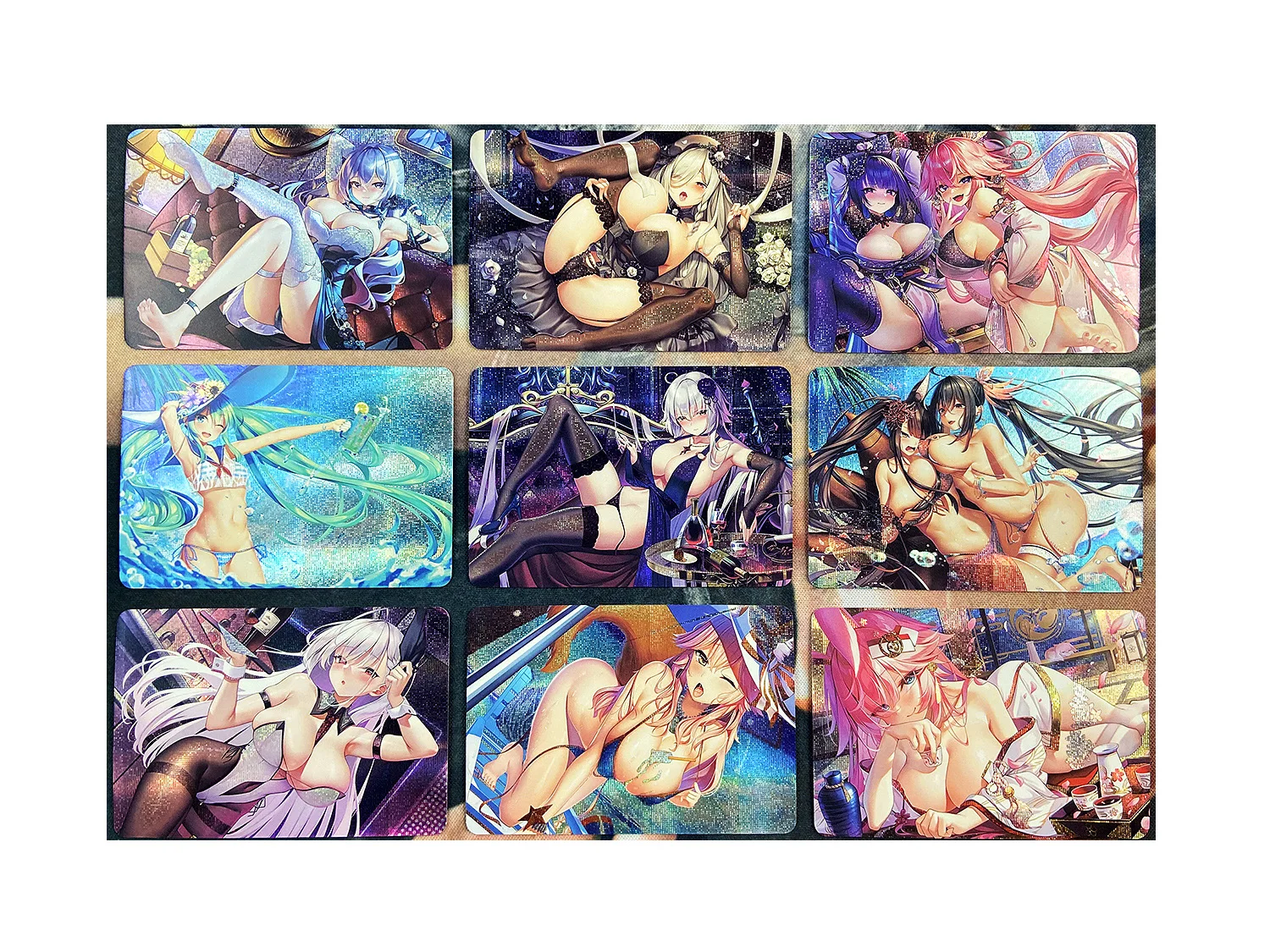 ACG Beauty Fgo Collection Arknights, juguetes de refracción para niñas Sexy, pasatiempos, juegos coleccionables, tarjetas de colección de Anime, 9 piezas por juego