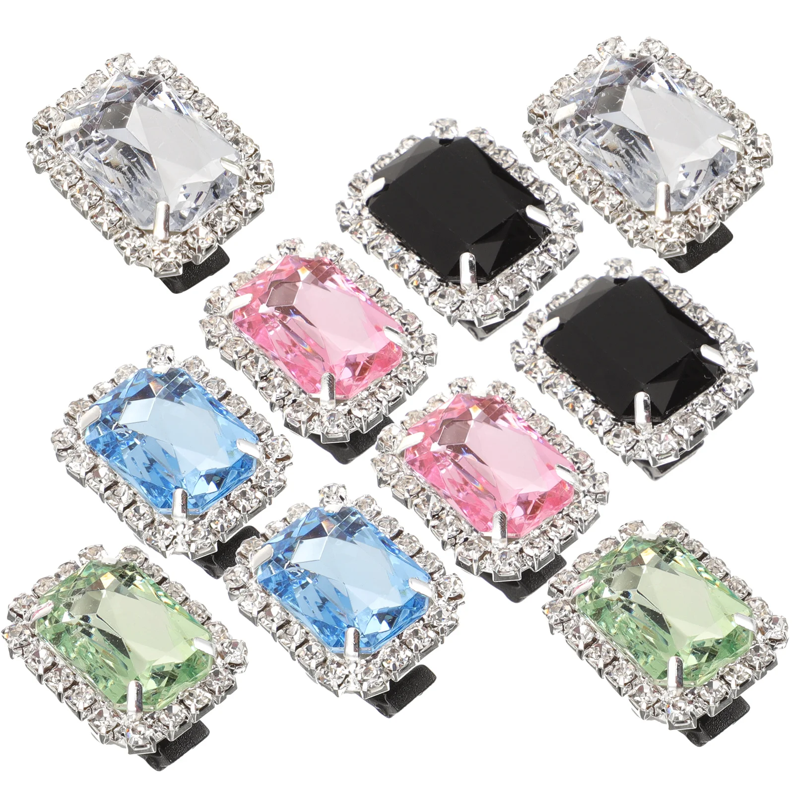 

10pcs Women'S Colorful Crystal Shoe Clips Rhinestone Buckle Charms Sparkly Decorative Accessories For Wedding Prom Party High