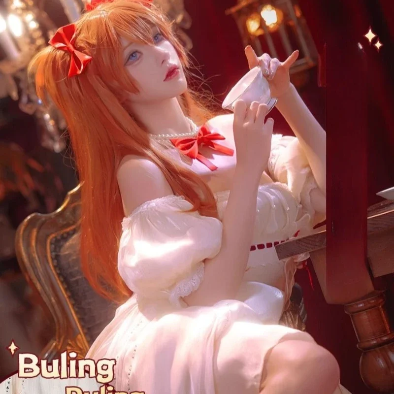 New Asuka Langley Soryu Cosplay Clothes Wig Anime Peripheral Cartoon Cute Dress Japanese Kawaii Wig Send Friend Birthday Gift