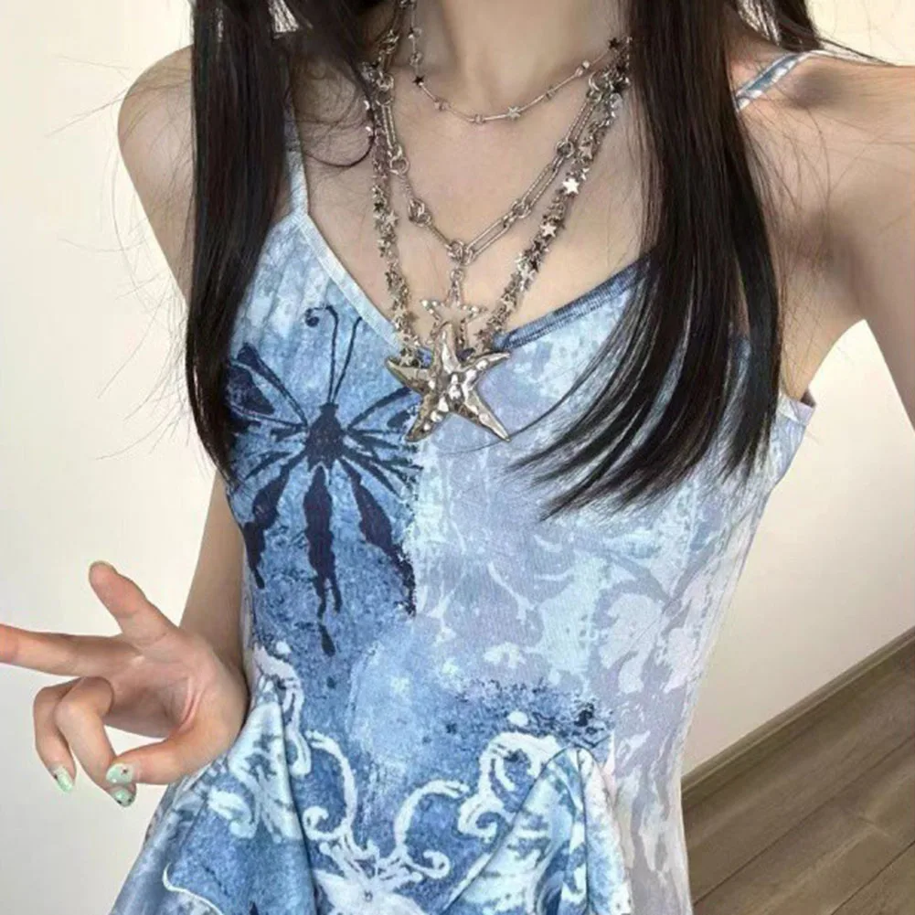 Canotta blu slim fit con orlo irregolare e dettagli con volant - Top estivo stile ragazza calda per l'uso quotidiano e il vento dei pendolari