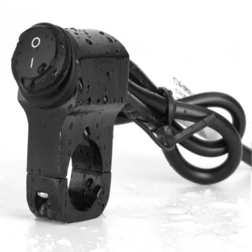 Imagen 1 del producto Manillar de aleación de aluminio para motocicleta, interruptor de luz con botón de encendido/apagado, accesorio de Motor sin lámpara piloto, color negro, 12-60V, 10A