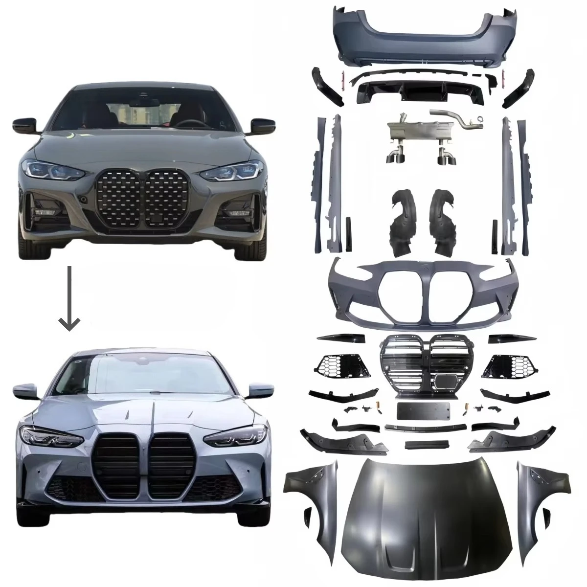Hot Sale for BMW 4-Series G22 G23 2020 2021 2022 2023 2024 2025 420i 430i Modified to G82 M4 2025 Style Bumpers Body Kit