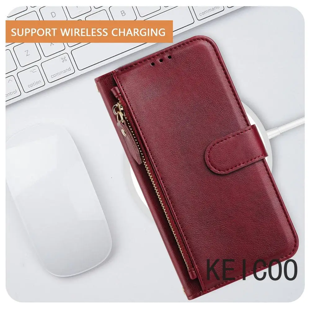 

Zipper Multifunction Leather Case for Samsung Galaxy S24 S25 FE Ultra Plus Edge Flip Cover Multi-Card Slot Wallet Clip Housing