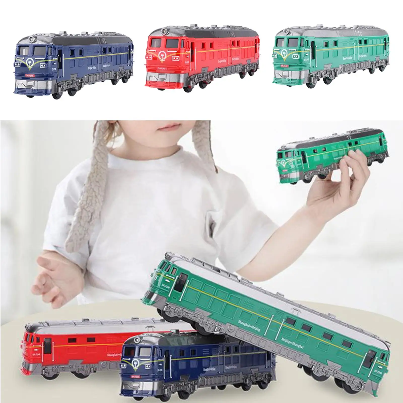 子供のための手作り合金鉄道、風景列車おもちゃ、1:87