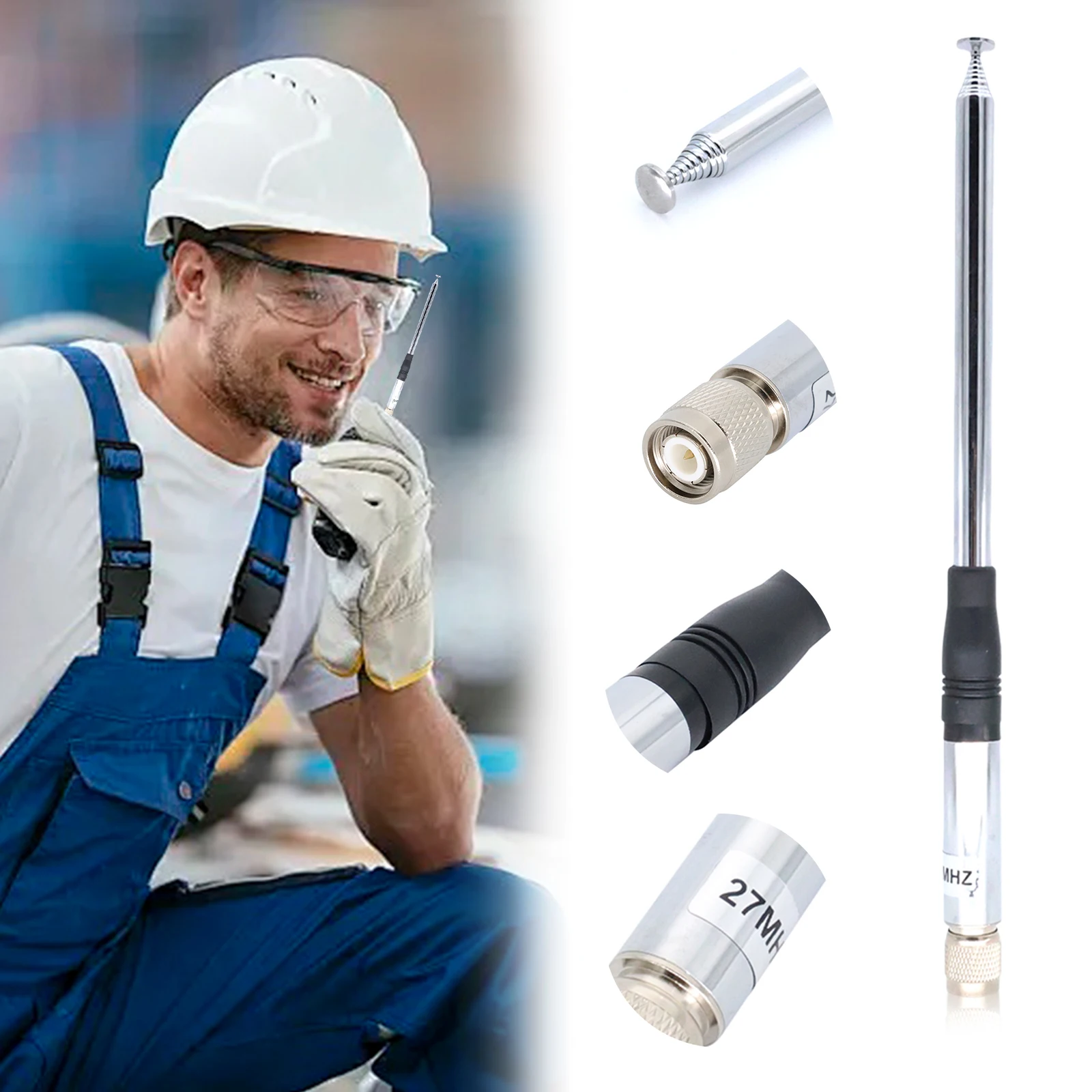 

27Mhz 9-Inch To 51-inch Telescopic/Rod Antennas TNC Connector CB Radio Antenna for CB Handheld/Portable Radio