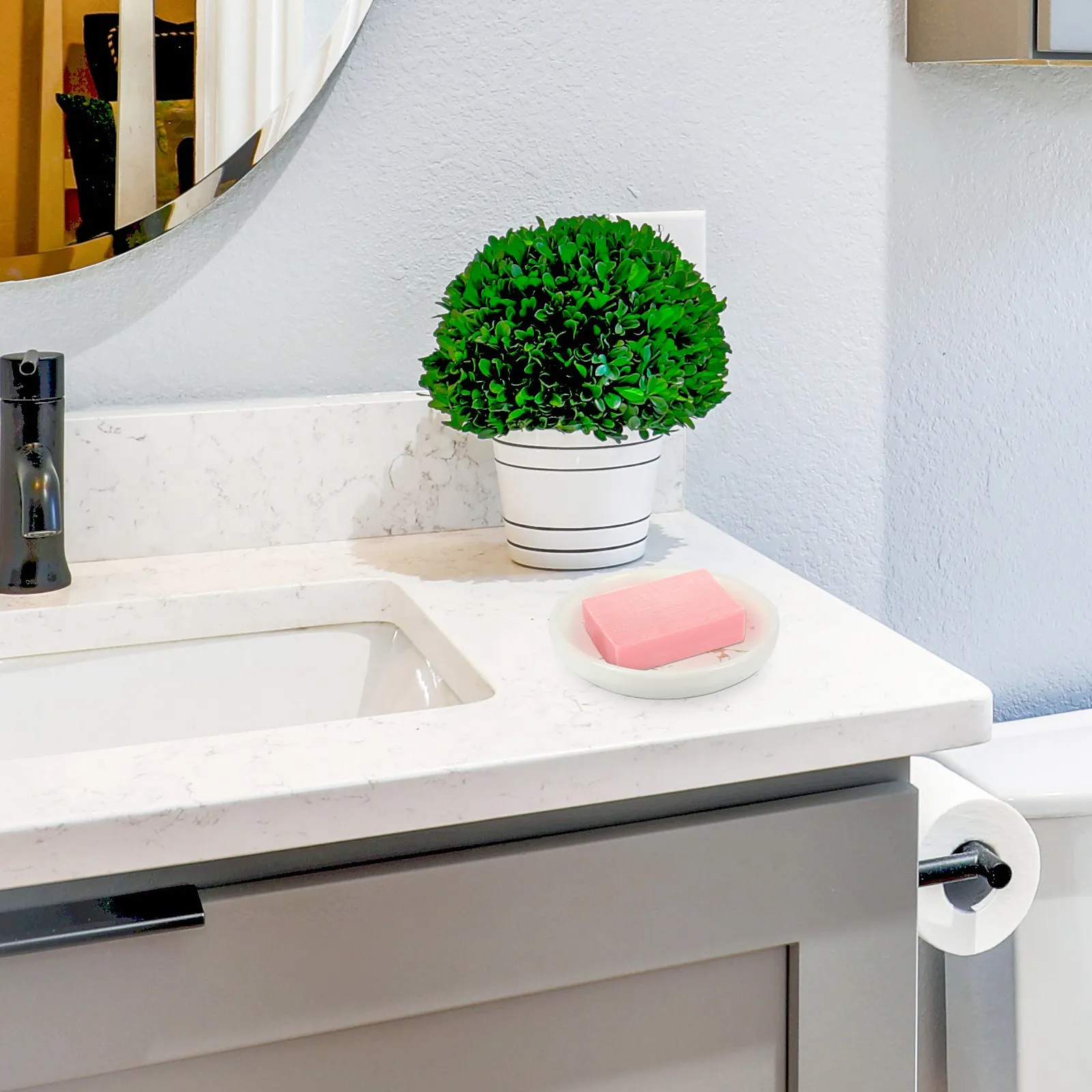 

Nordic Marble Look Soap Dish Ceramic Tray for Bathroom Shower Kitchen Use Non Slip Soap Saver Storage Container Holder