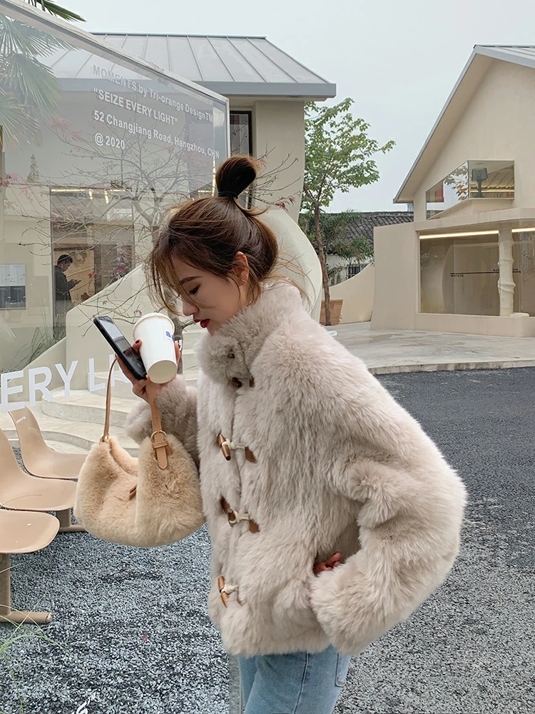 

Зимняя женская куртка из искусственной кожи и меха с отделкой из овечьей шерсти, бренд MKK LIMITED, корейский стиль, для повседневной носки, модная.