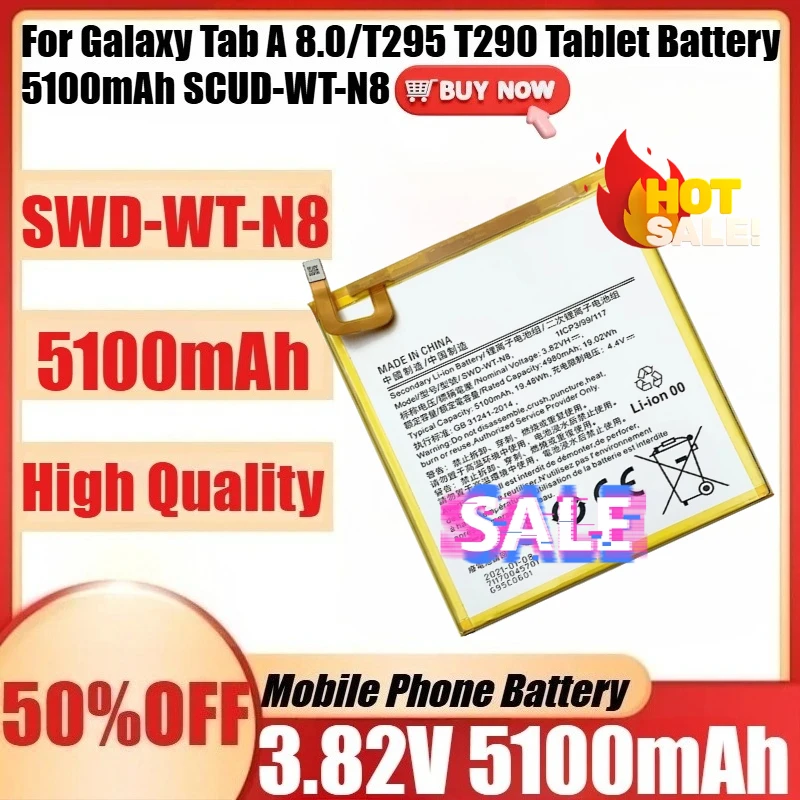 

Аккумулятор для Samsung SWD-WT-N8 для планшетов Galaxy Tab A 8.0/T295 T290, 5100 мАч, SCUD-WT-N8, новый SWD-WT-N8 5100 мАч