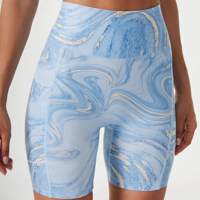 WESTSHAN-pantalones cortos con estampado de Yoga para mujer, Shorts ajustados para correr, talla europea y estadounidense, alta calidad, cintura alta, levantamiento de cadera