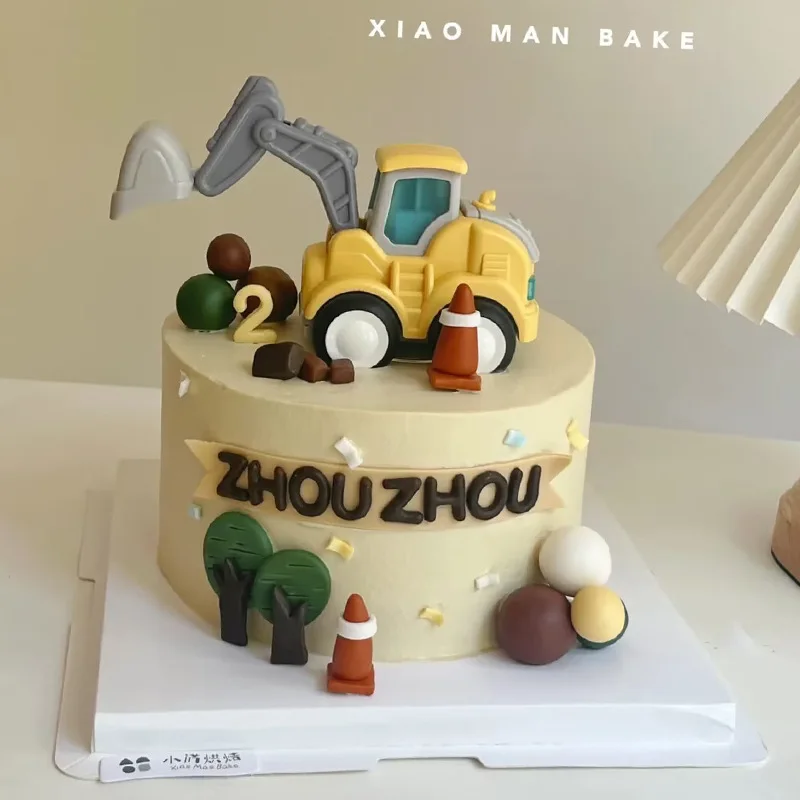 المساعدات تزيين كعكة الخبز. جرافة غير صالحة للأكل، مركبة هندسية، ملحق تزيين كعكة عيد ميلاد الصبي للحفارة #2