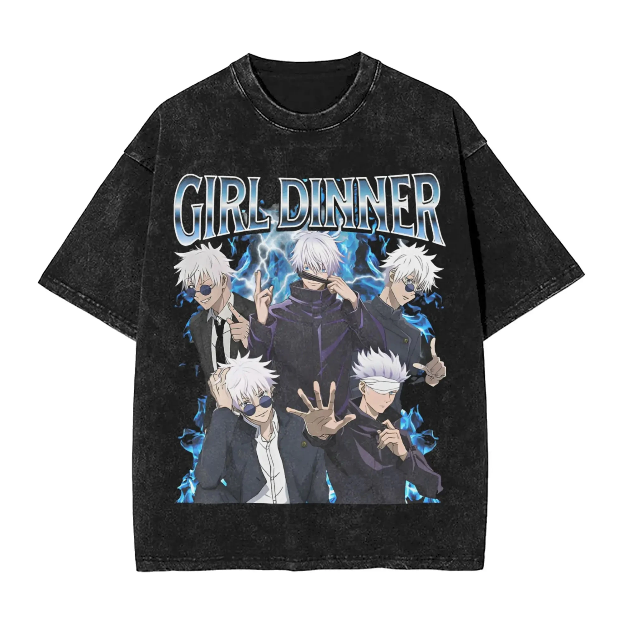 

Летняя футболка 2026 года с принтом Сукуны из аниме Jujutsu Kaisen, из выстиранного хлопка, повседневная, свободного кроя, с коротким рукавом, оверсайз