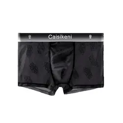 Men Boxers Ultrathin Mesh Lace Floral Underwear Ice Silk Quick-Drying Panties Sexy Transparent Summer U Convex Pouch Underpants