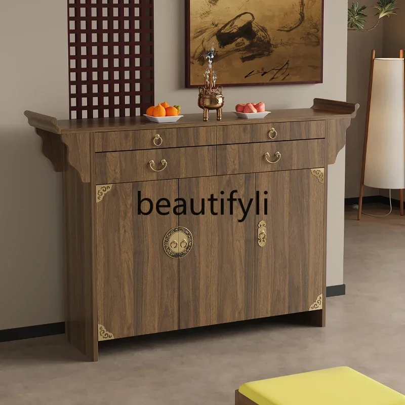 

13Solid wood Buddhist niche cabinet offering table Household incense table New Chinese vertical cabinet