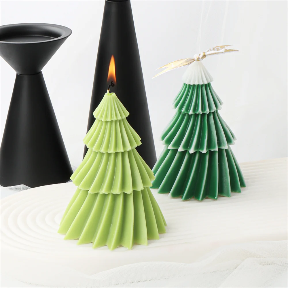 Christmas Scented Candle Supplies Xmas Tree Mold Silicone Gift Ball Resin Soap Tools DIY Scene Cylinder Plaster Ornaments