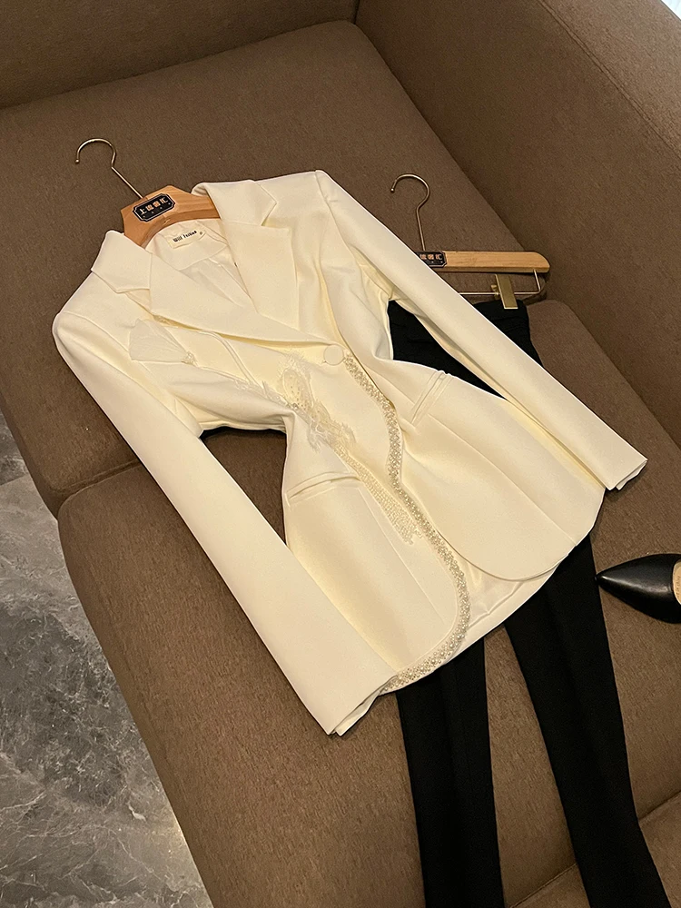 

2025 Winter Commute Sle Splicing 3D Design Sensation Suit Jaet L0 Ele Faion Women's Busin Coat
