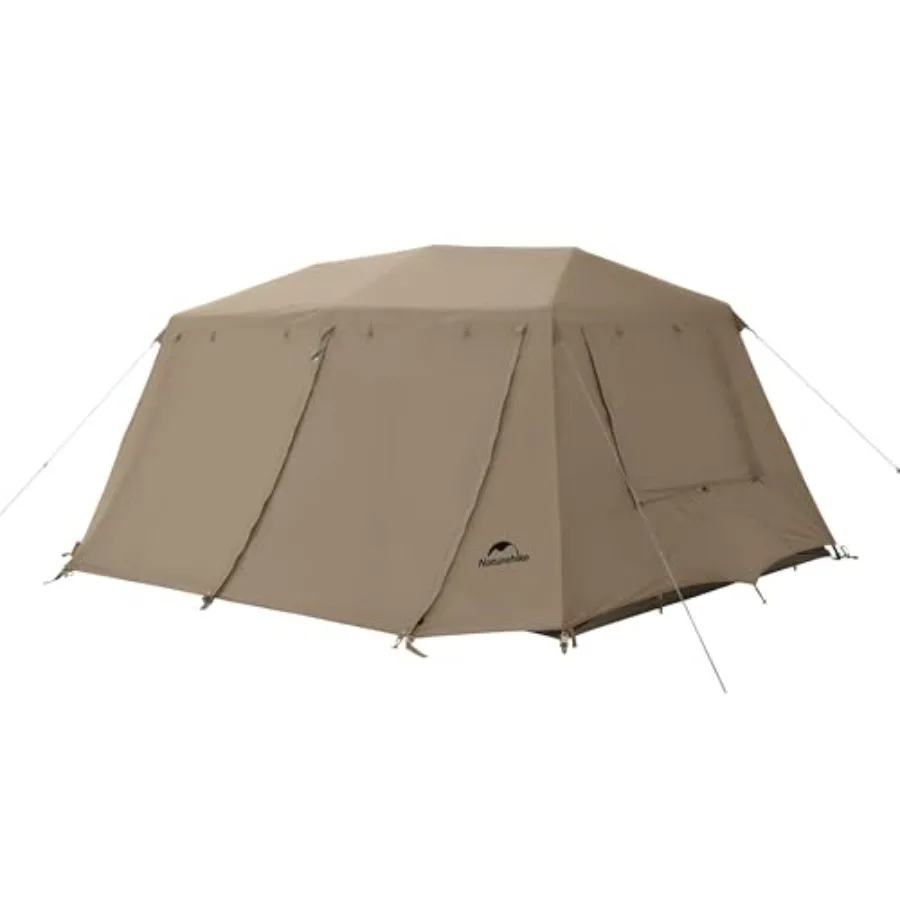 

Village Instant Tent for car camping: 4-8 person waterproof cabin tent with full rainfly, polyester fabric, gray color, quick-s