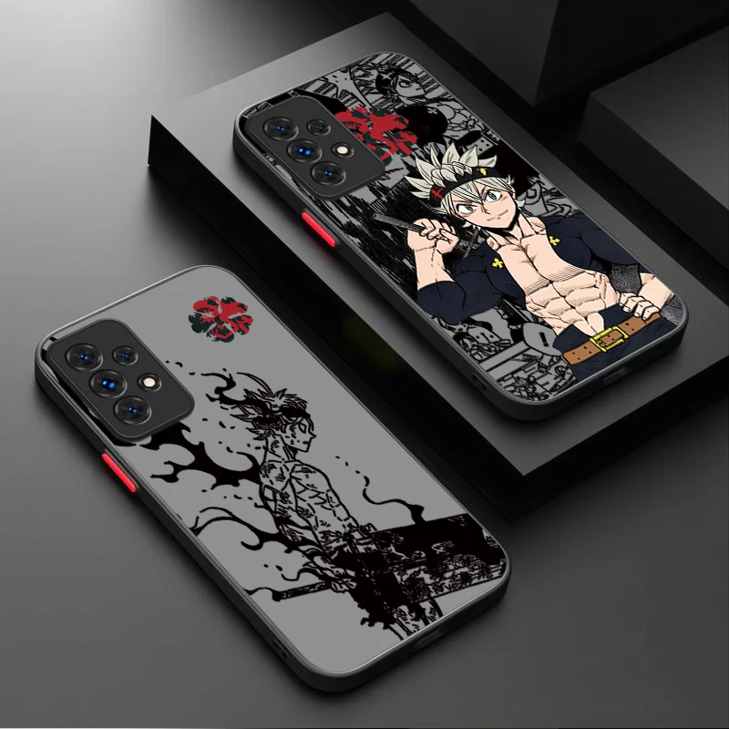 Black Clover Anime Matte Case For Samsung Galaxy A16 A53 A54 A34 A24 A06 A05 A05S A13 A23 A33 A73 A72 A52S A52 A32 A22 A12 Etui