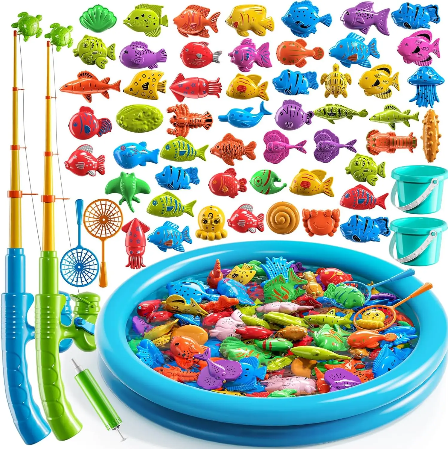 

Magnetic Fishing Game with Floating Pole, Water Table Pool Toy for Summer Indoor Outdoor Play, Holiday Gift