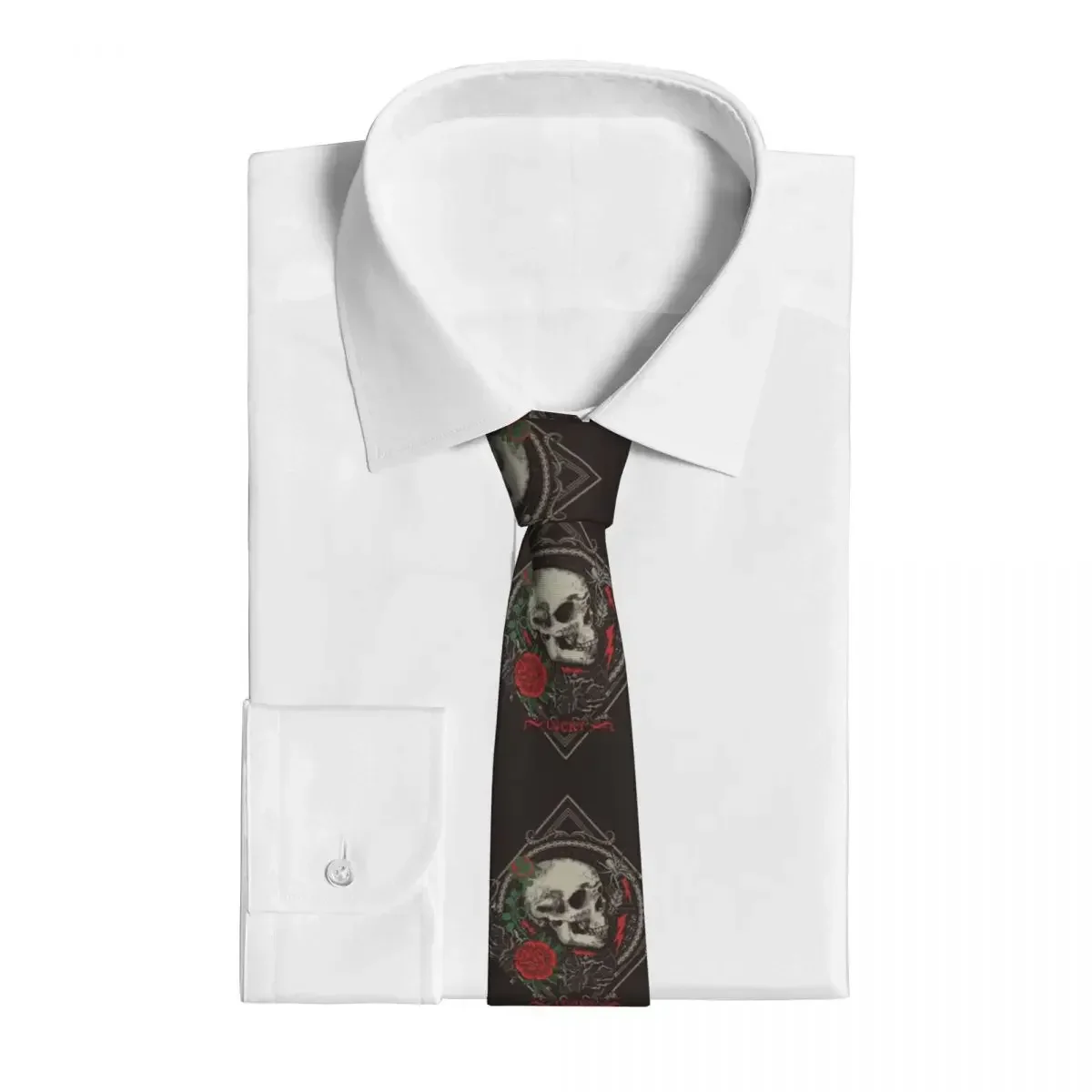 Mens Tie Slim Skinny Gothic Skull And Roses Necktie Fashion Necktie Free Style Men Tie Party Wedding