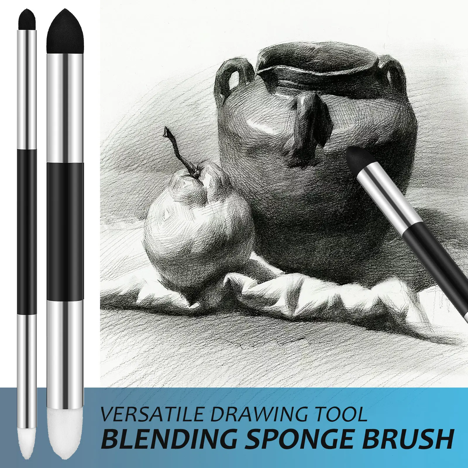 1Set Blending Sponge Pencil Dual Tip Shadowing Stump Soft Pastel Art Tool Washable Rubbing Brush Sketch Detail Corrector Artist