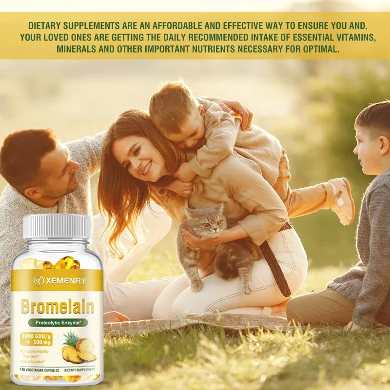 Bromelain (Natural Proteolytic Enzyme) 2400 GDU/g - 500 Mg, Natural Proteolytic Enzyme, 120 Vegetarian Capsules