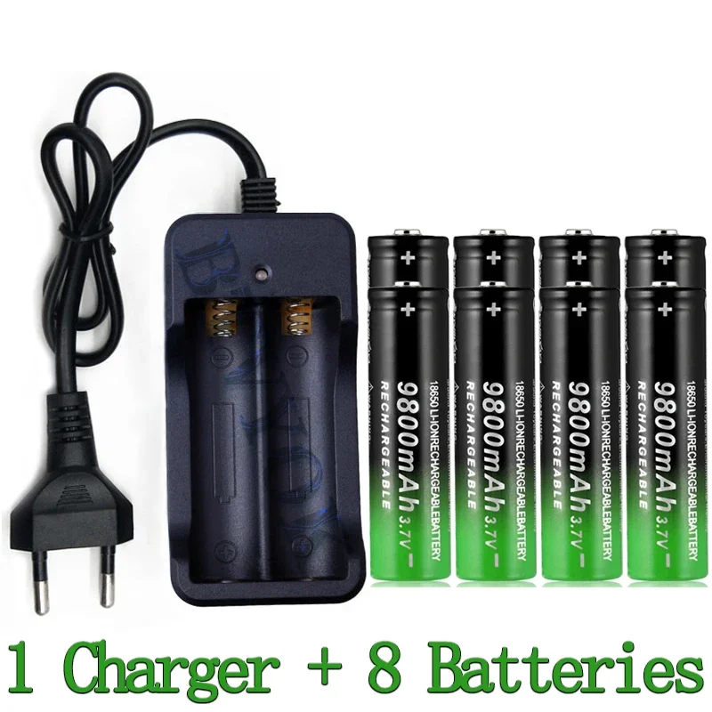 

9800mAh Capacity Rechargeable Battery 18650 Battery 3.7V Li-ion Rechargeable Battery For Flashlight Torch Battery+Charger