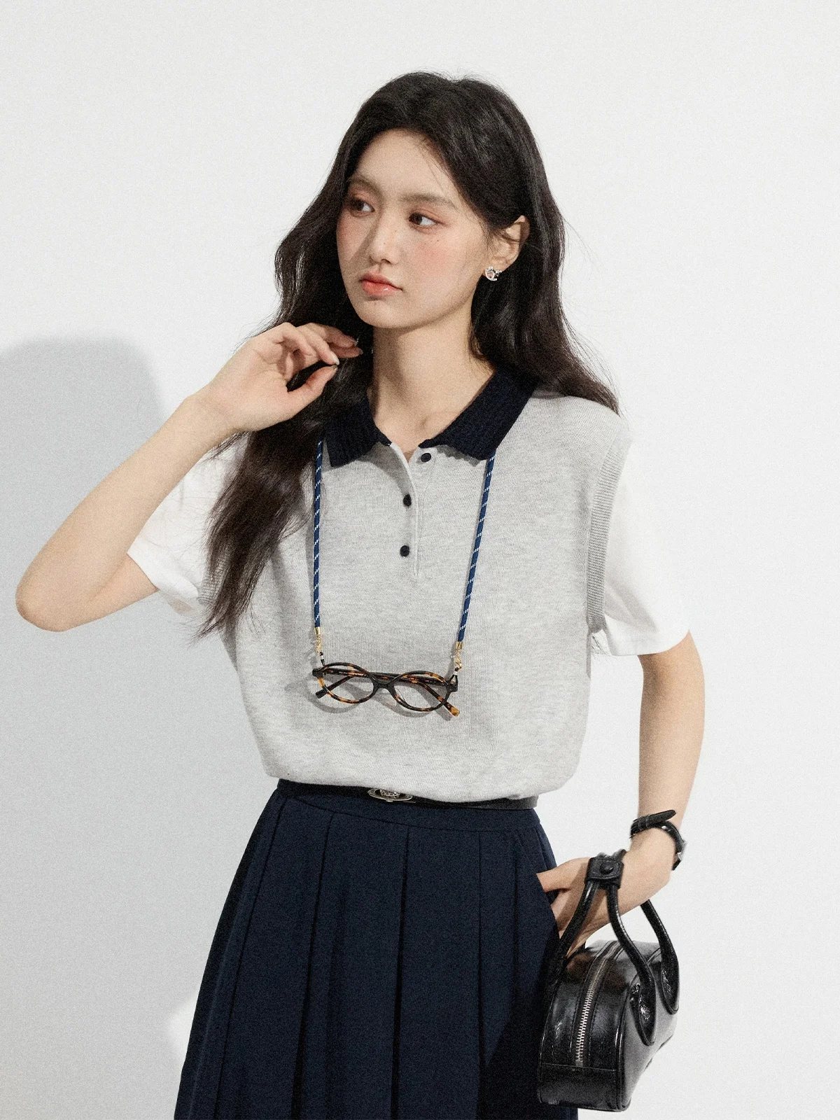 

ay ort Sve Knitted T-irt Women's Pasted Color Blo Top Summer New Arrival Zhang Ginger Drink Korean Sle Loos...