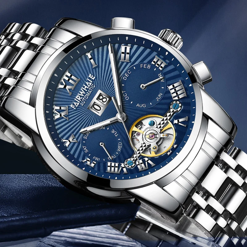 

Mark Fairwhale 6060, популярные модные автоматические часы с календарем, деловые мужские часы, роскошные механические наручные часы