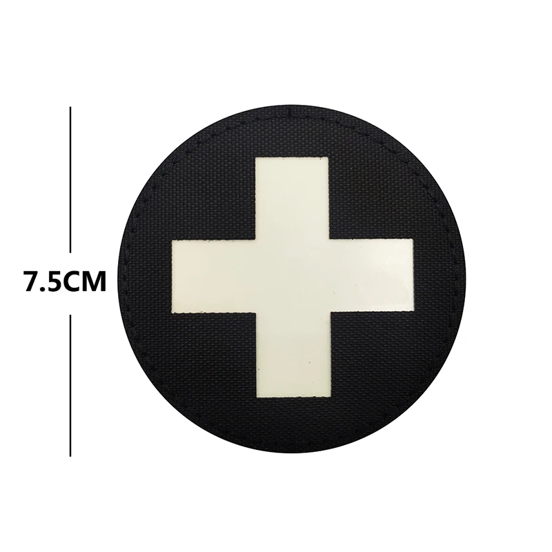 Colore nero Cross Rescue MEDIC Applique abbigliamento luminoso toppe rotonde per borse Doctor Out