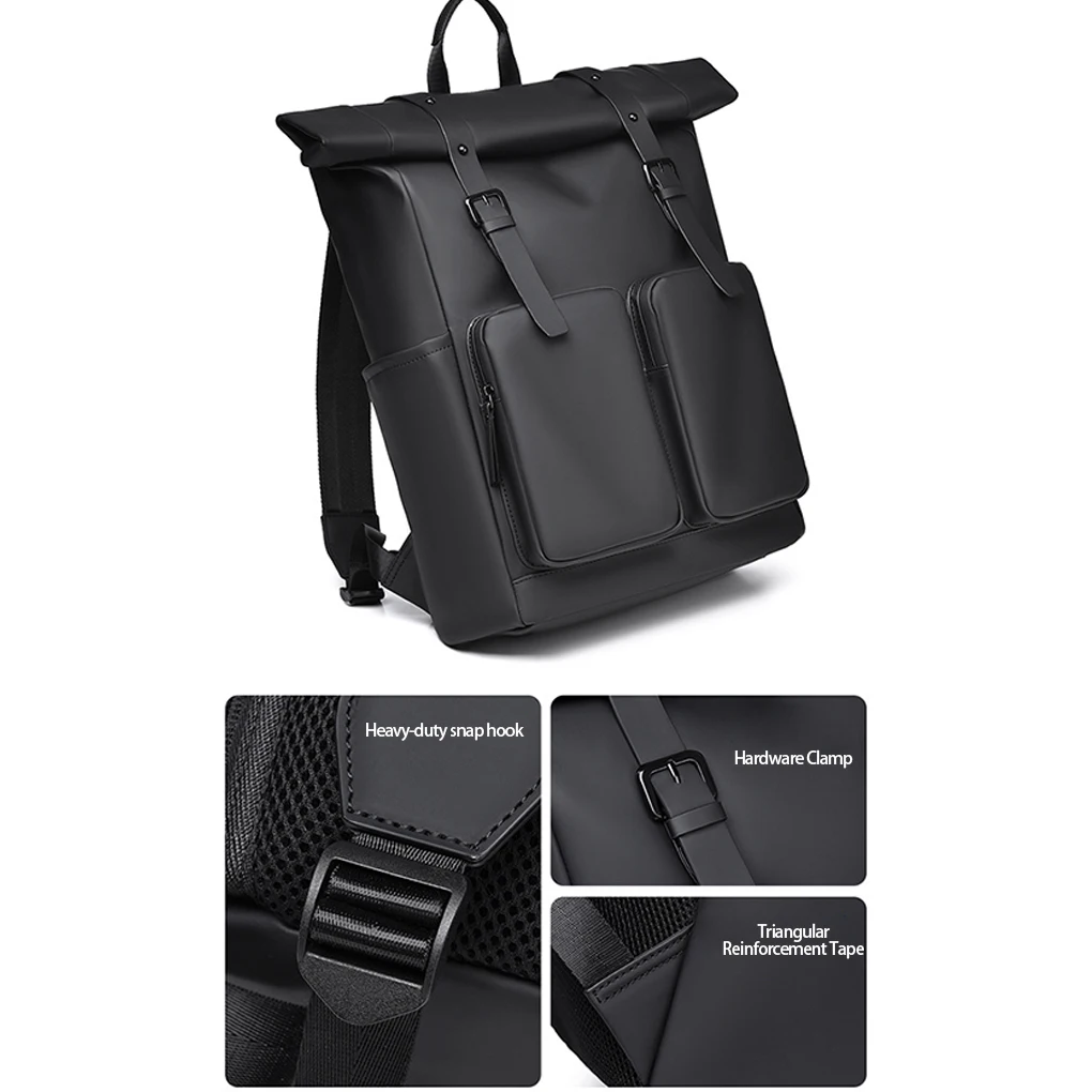 Roll-Top Backpack, Waterproof Laptop Backpack, For Women, Sports Stylish And Versatile, Extra Travel, Cycling, view 4