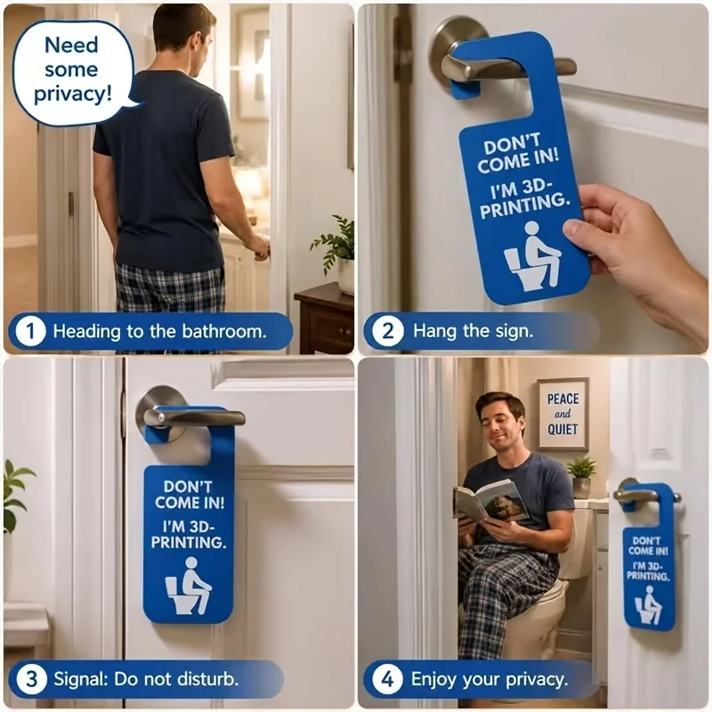 Novelty 3d Printed Dont Come In Im 3d Printing Door Handle Sign Funny Prank Bathroom Toilet Decor 5 Colors Available Joke Gift