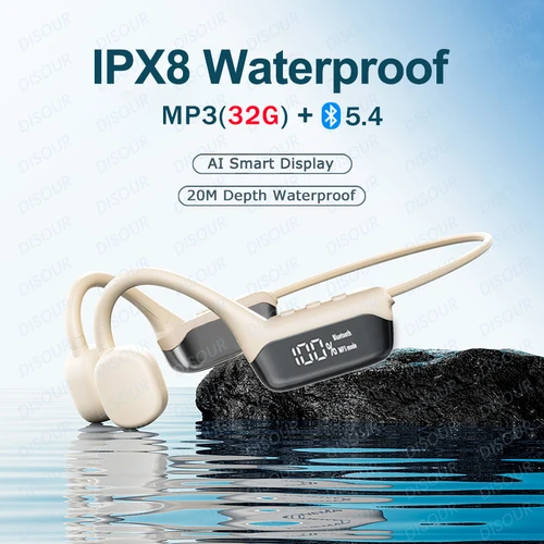 Auriculares de natación IPX8 auriculares de conducción ósea impermeables reproductor MP3 auriculares inalámbricos Bluetooth 5,4 pantalla LED con 32G RAM