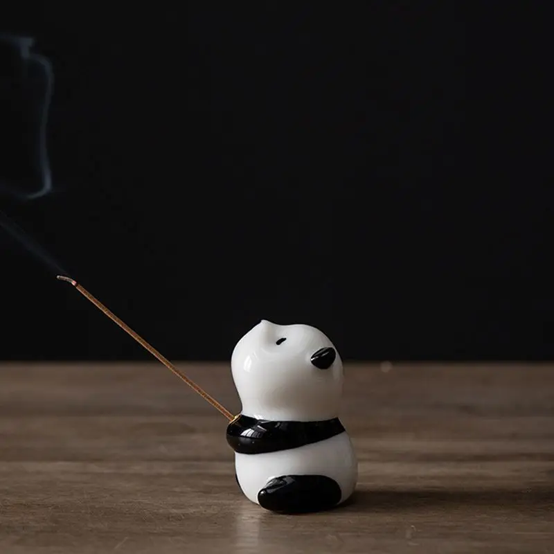 

Ceramic Panda Incense Holder Cute Animal Shaped Incense Stick Stand Small Desk Decor for Home Office Study Reading Gift