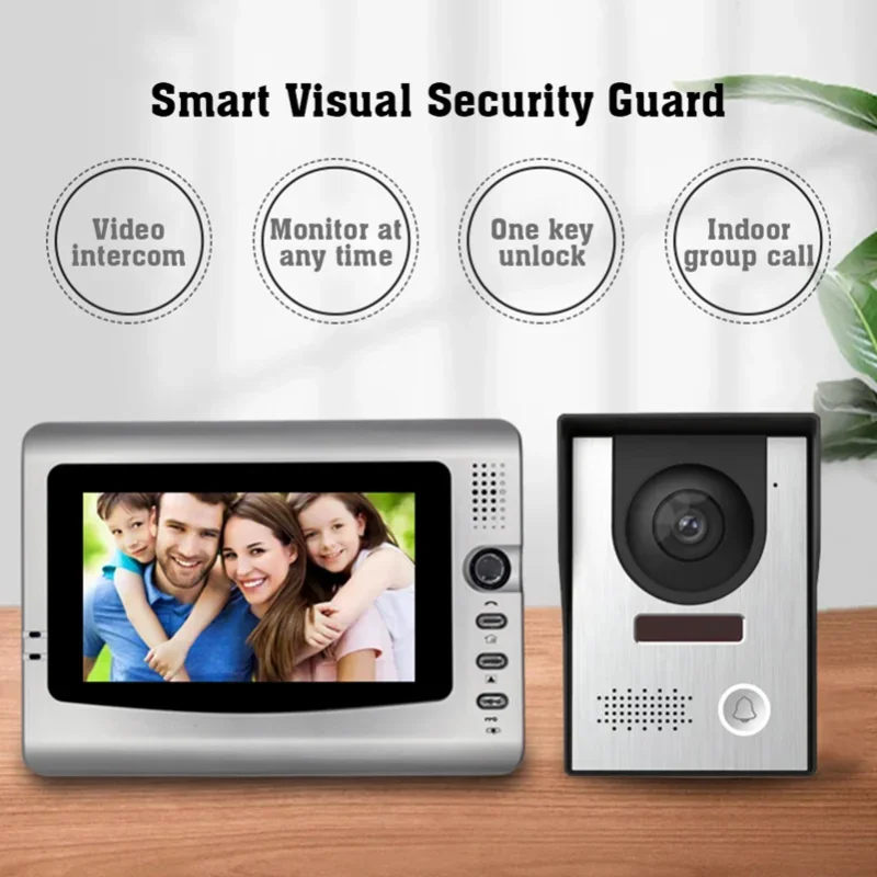 

7”Smart Video Wired Video Door Phone System Visual Intercom Doorbell Indoor Monitor and Outdoor Camera support Unlock Infrared