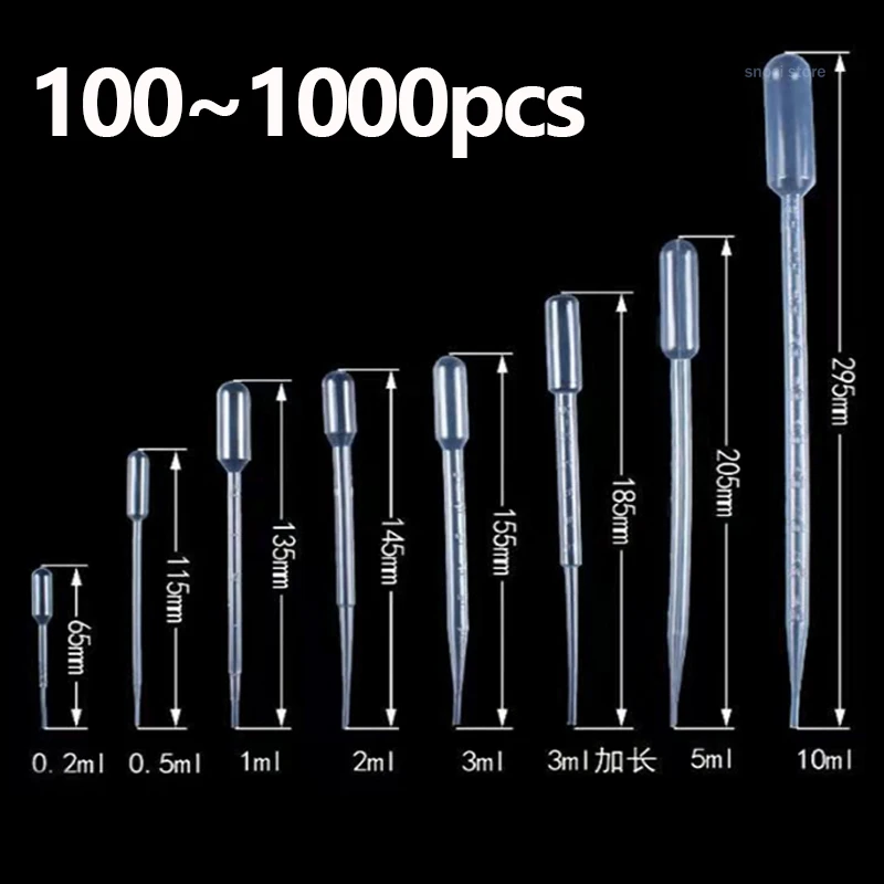 

0.2ml，0.5ml，1ml , 2ml , 3ml , 5ml , 10ml Disposable Plastic Pipette Transparent Laboratory Dropper Pipettes Suction tube，100Pcs