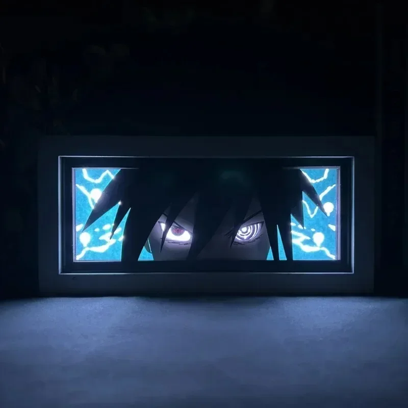 애니메이션 나루토 종이 조각 램프 사스케 Itachi 나루토 종이 컷 그림자 상자 침실 장식 Led 라이트 장난감 선물