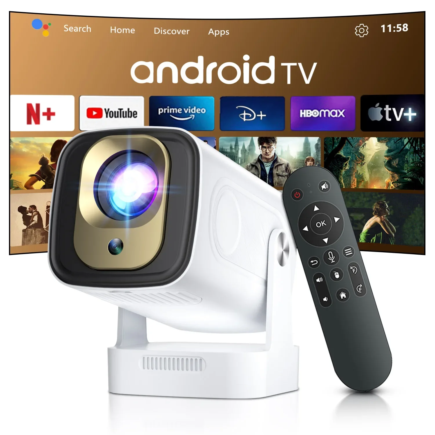 

Smart Projector HY260 PRO Android 11 Projector 4K Native 1080P Auto Focus Native 330ANSI Dual Wifi BT5.4 Home Outdoor Movie
