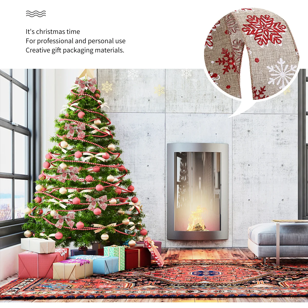 

1 Roll Christmas Pattern Ribbon Premium Wide Decorative Roll for Festival Decoration Craft Work Xmas Theme Ribbon Use