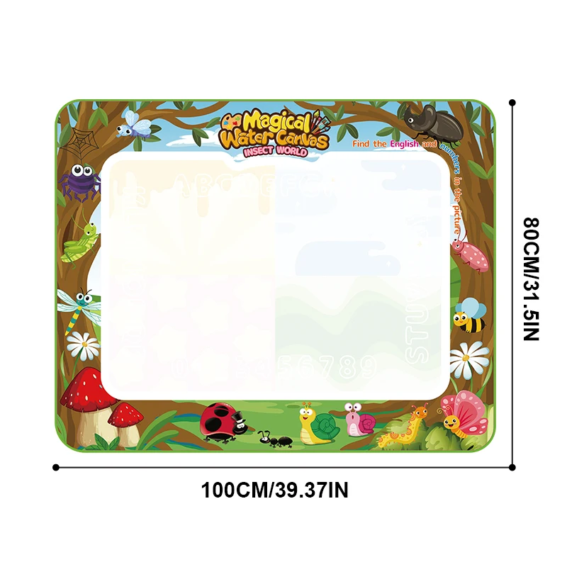 Educational Drawing Toy Set Children Erasable Cartoon Doodle Animal World Reusable Water Drawing Mat for Kids Christmas Gifts