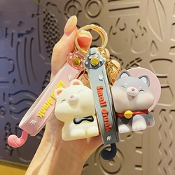 Creative Together To Kiss Greeting White Bear Brown Bear Key Chain Cartoon Animal Husky Shiba Inu Doll Keychain Car Bag Pendant