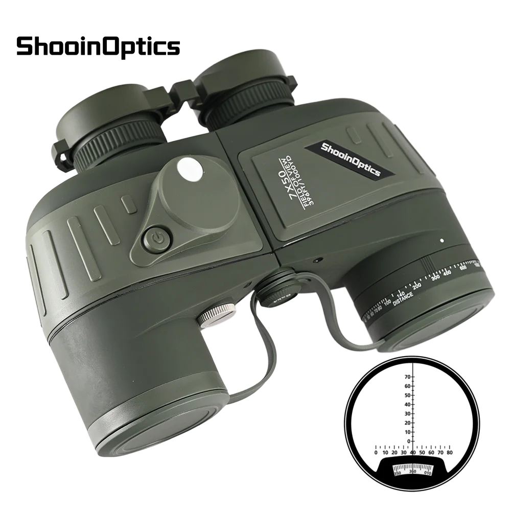 

Shooin Optics 7X50 мм морской бинокль с компасом FMC азот плавающий водонепроницаемый для охоты наблюдения за птицами морская навигация