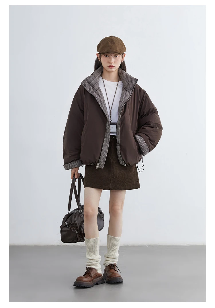 CHIC VEN Women Down Coats Retro Double-sided Stand Up Collar Down Jacket 90 White Duck Down Female Overcoat Autumn Winter 2025