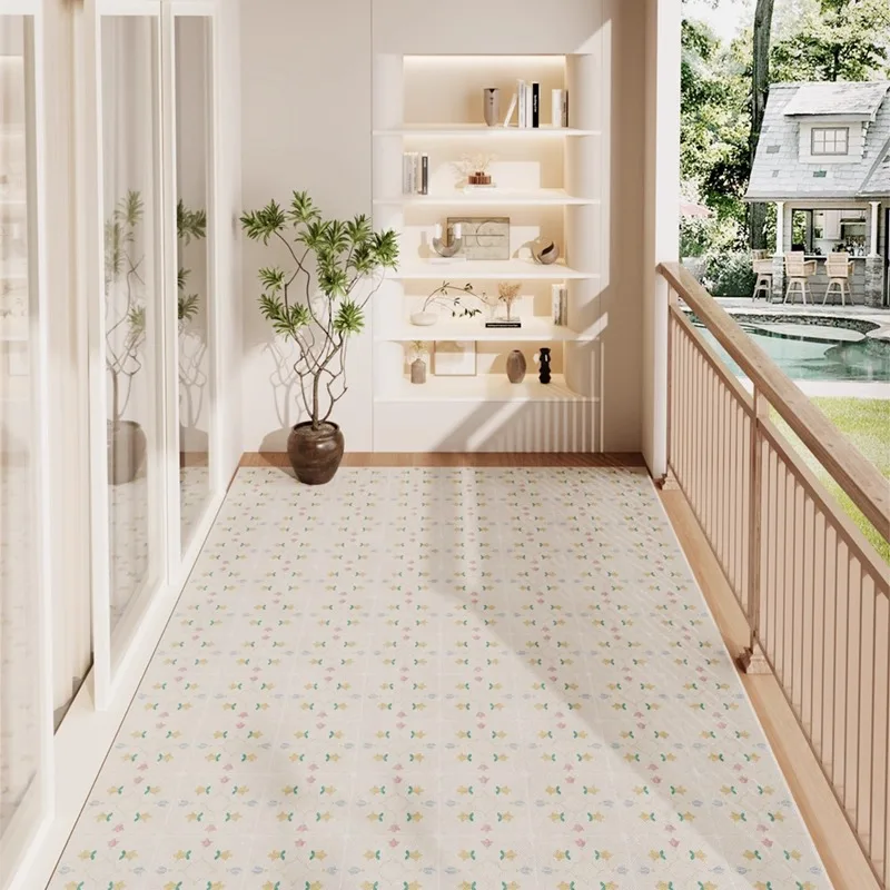 

Minimalist Advanced Balcony Carpet PVC Leather Waterproof Dirt Resistant Kitchen Floor Mat Washable Easy Clean Home Decor Rug 러그