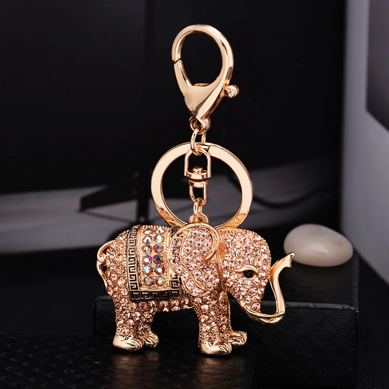 EASYA New Design 3D Enamel Elephant Keychain Crafts Key Holder Fashion Crystal Animal Bag Pendant Keyrings Unique Jewelry Gift