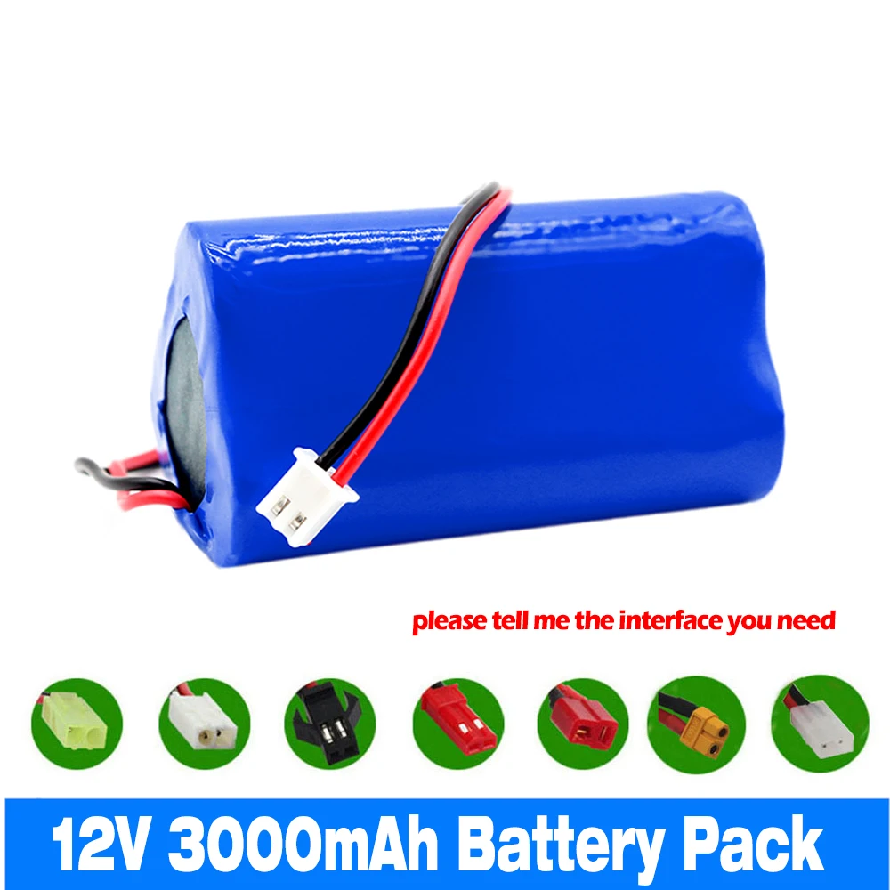 

12V 3A 3S1P 18650 Lithium Battery Pack Built-in BMS Bluetooth Speaker Flashlight GPS Fascia Gun 3000mAh Rechargeable Battery