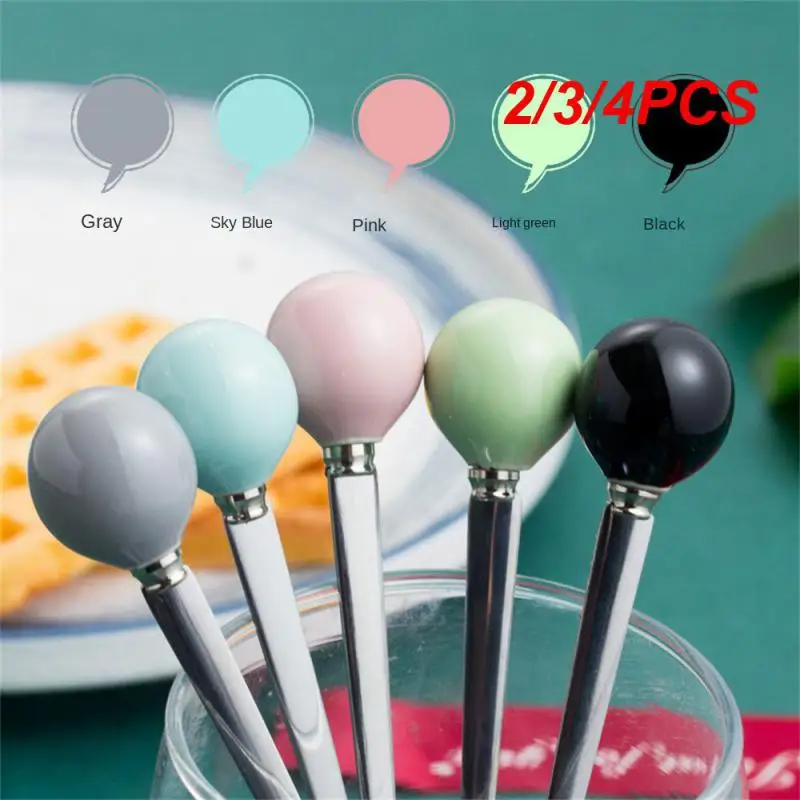 2/3/4PCS Macaroon Color Spoon Easy Cleaning Smooth Without Welding Round Kitchen Gadgets Colorful Ceramic Handle Spoons