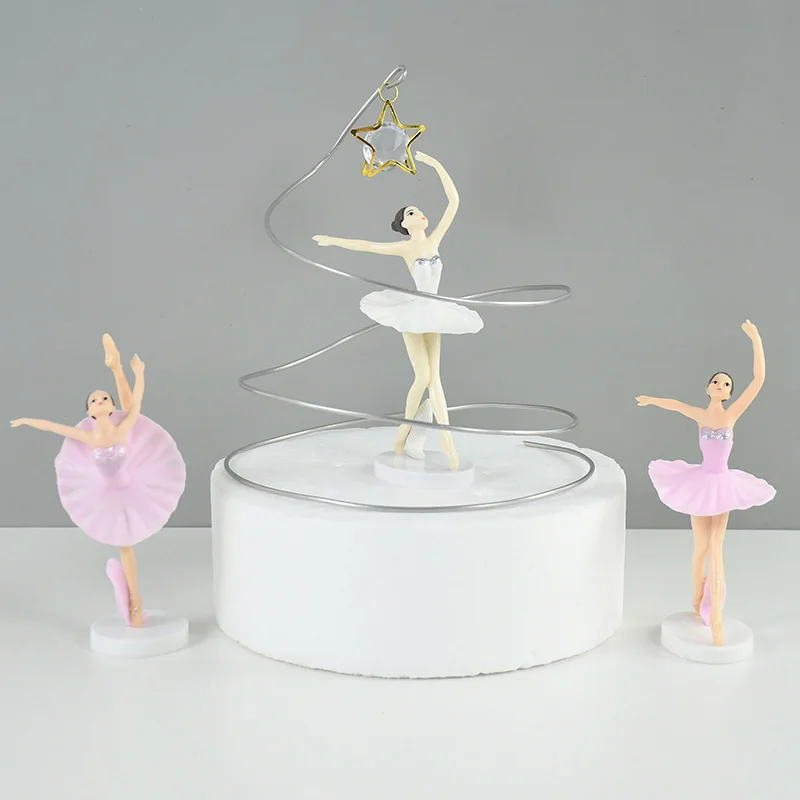 Pink White Dancing Ballet Girl Plastic Figurine Cake Decor Mini Ballerina Cake Topper per forniture per torte per feste di compleanno di nozze